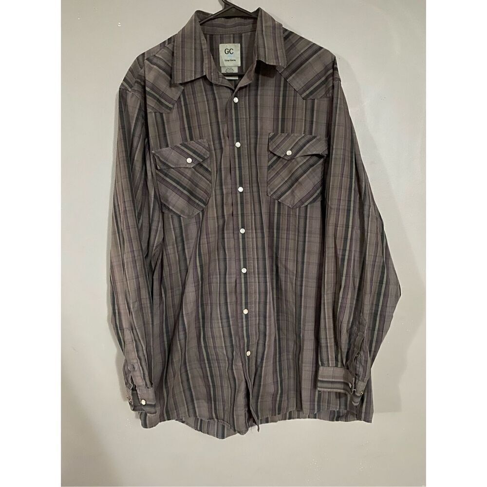 GC Blue Vintage Collection Pearl Snap Button Western Shirt Size XLT